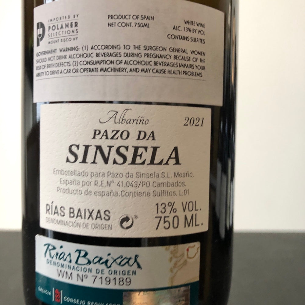 2021 Pazo da Sinsela Albarino, Rias Baixas, Spain