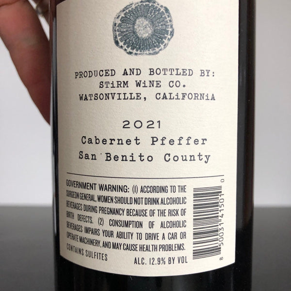 2022 Stirm Wine Co. Cabernet Pfeffer, San Benito County, USA