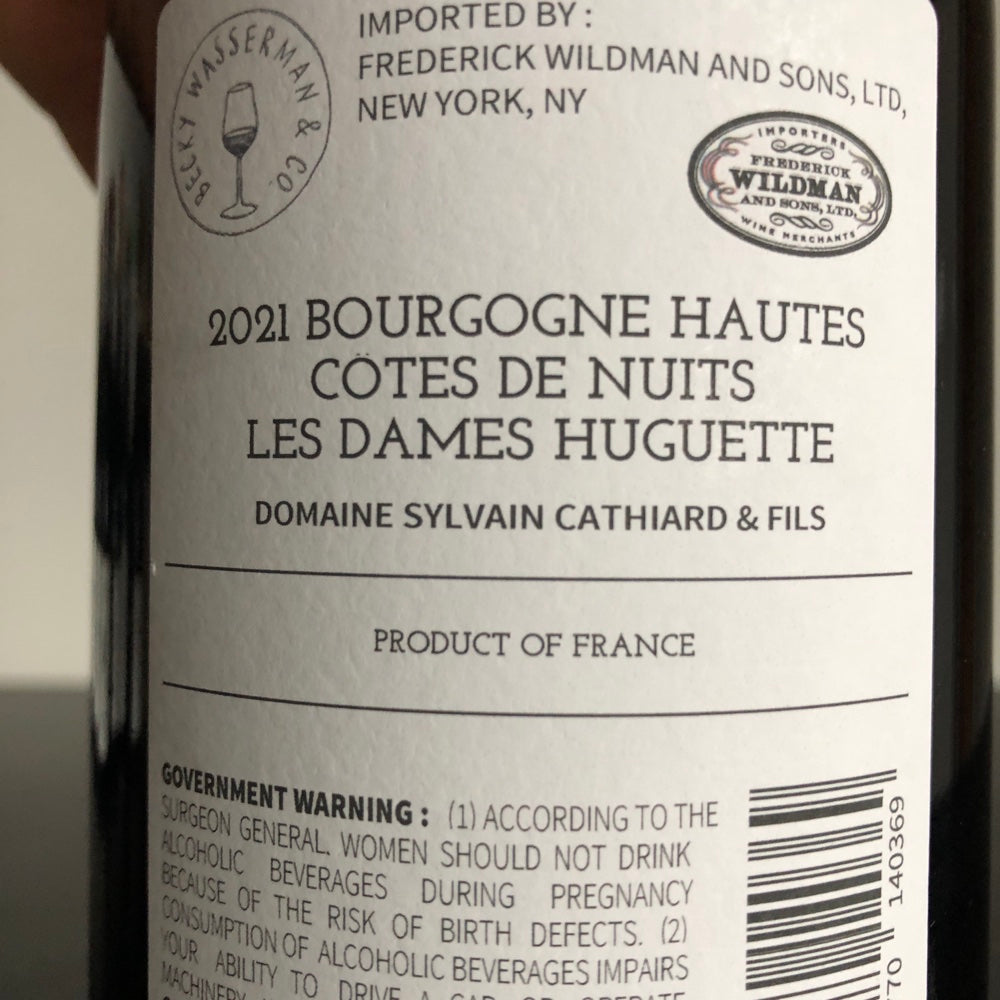 2021 Sylvain Cathiard Bourgogne Hautes Cotes de Nuits 'Les Dames Huguettes' Burgundy, France