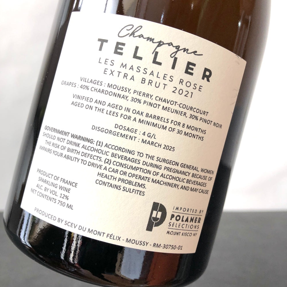 2021 Tellier 'Les Massales' Extra Brut Rose Millesime Champagne, France