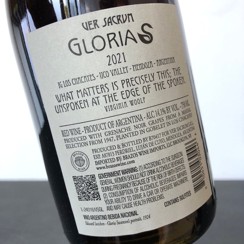 2021 Ver Sacrum Gloria Garnacha, Los Chacayes, Argentina