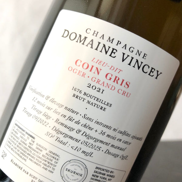 2021 Vincey, Lieu-Dit Coin Gris Chardonnay D'Oger Grand Cru Champagne, France