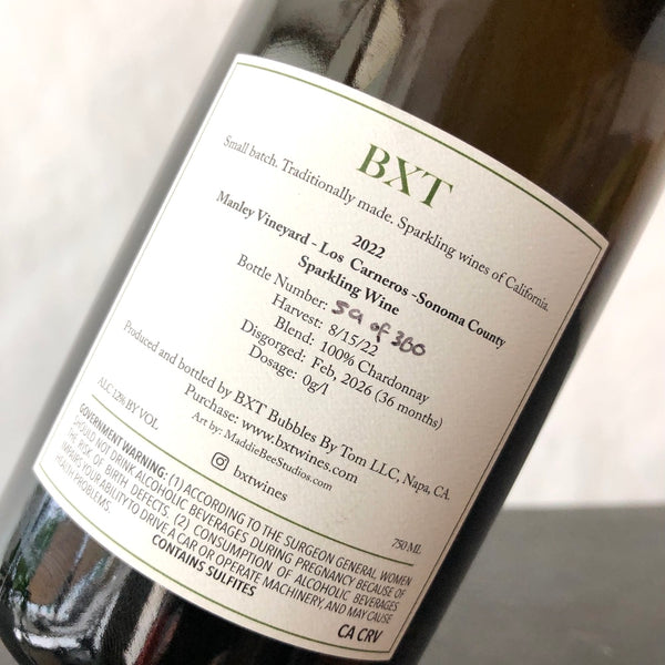 2022 BXT Wines, Manley Vineyard Blanc de Blanc, Sonoma-Carneros, USA