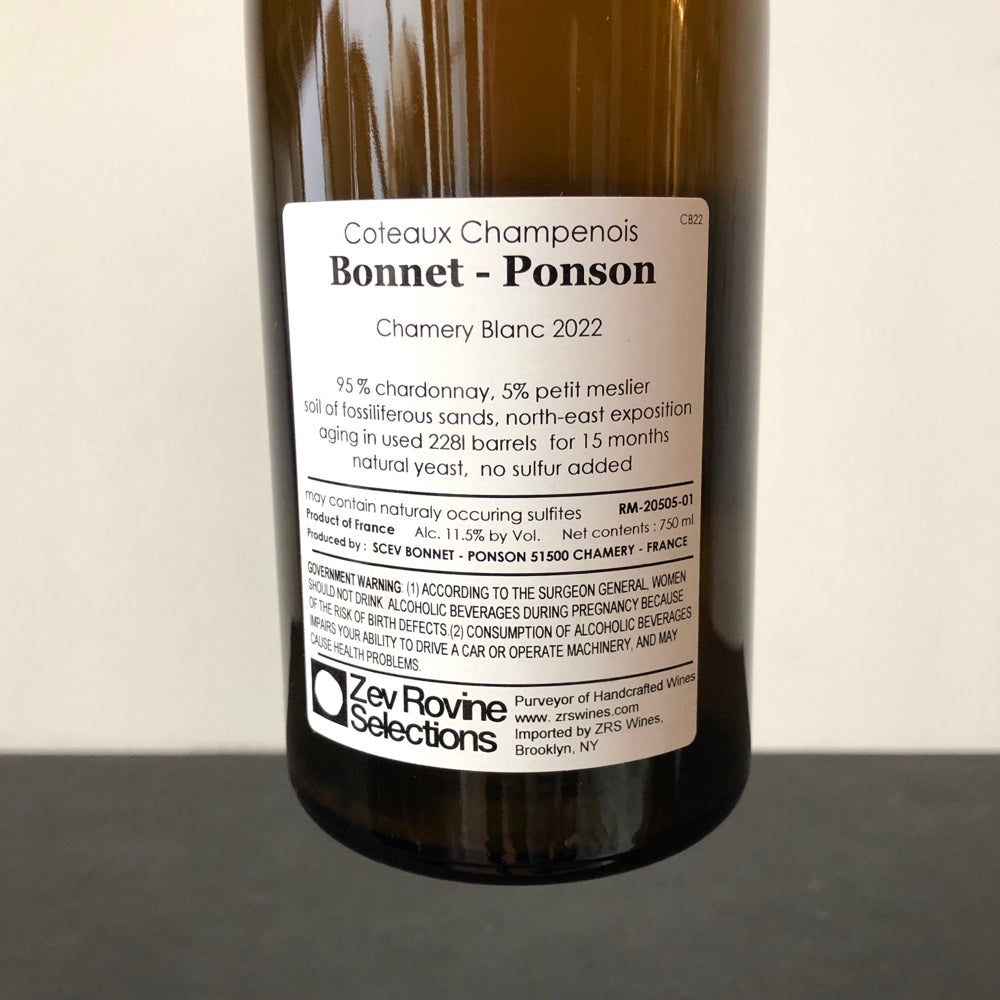 2022 Bonnet-Ponson Coteaux Champenois 'Chamery' Blanc Champagne, France