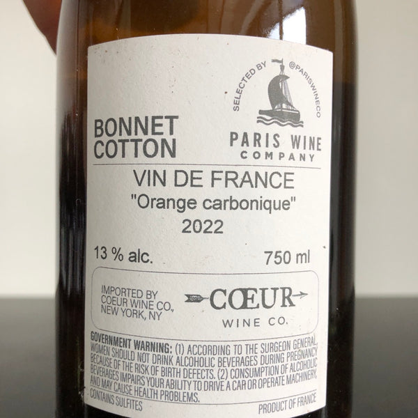 2022 Bonnet Cotton ‘Carbonique Orange’ VdF