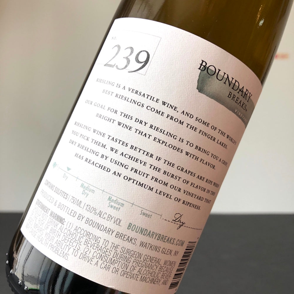 2022 Boundary Breaks No. 239 Dry Riesling Finger Lakes, New York, USA