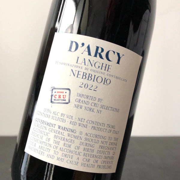 2022 Cantina D'Arcy Langhe Nebbiolo, Piedmont, Italy