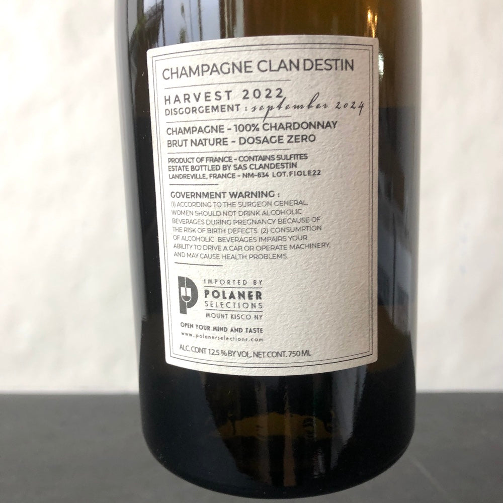 2022 Clandestin Les Passagers Fiole Brut Nature, Champagne, France