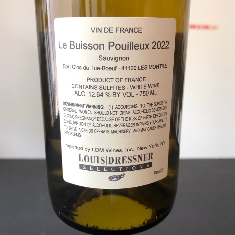 2022 Clos Du Tue-Boeuf, VDF Buisson Pouilleux (Sauvignon Blanc), Loire, France