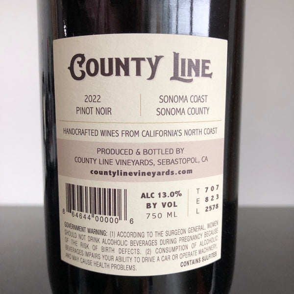 2022 County Line Pinot Noir, Sonoma Coast, USA