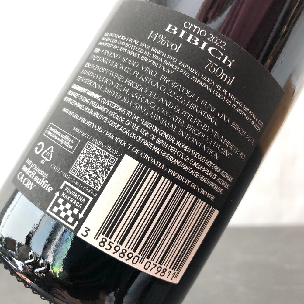 2022 Domaine Bibich 'CRNO' Dalmatia, Croatia