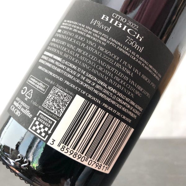 2022 Domaine Bibich 'CRNO' Dalmatia, Croatia