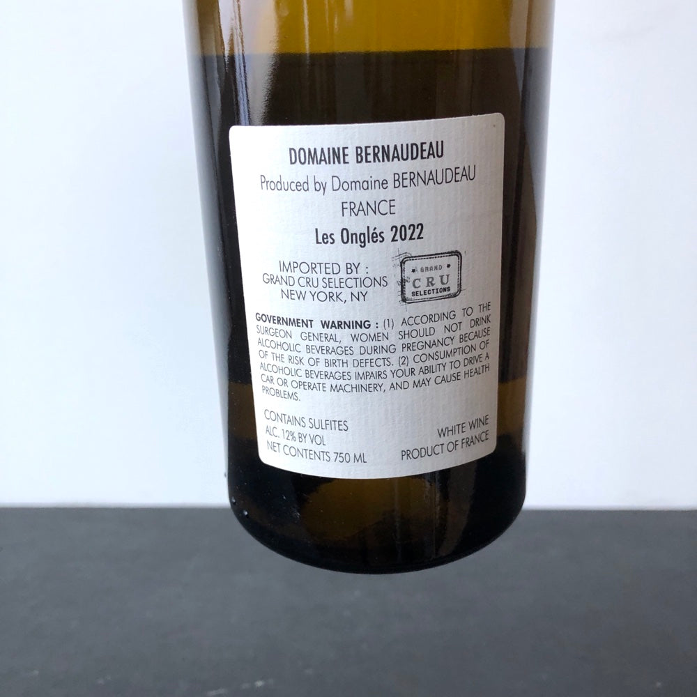 2022 Domaine Stephane Bernaudeau, VDF Blanc Les Ongles, Loire, France