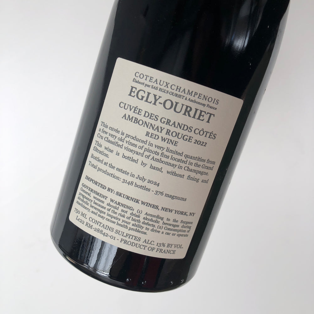 2022 Egly-Ouriet Coteaux Champenois Ambonnay Rouge 'Cuvee des Grands Cotes' Vieilles Vignes Champagne, France