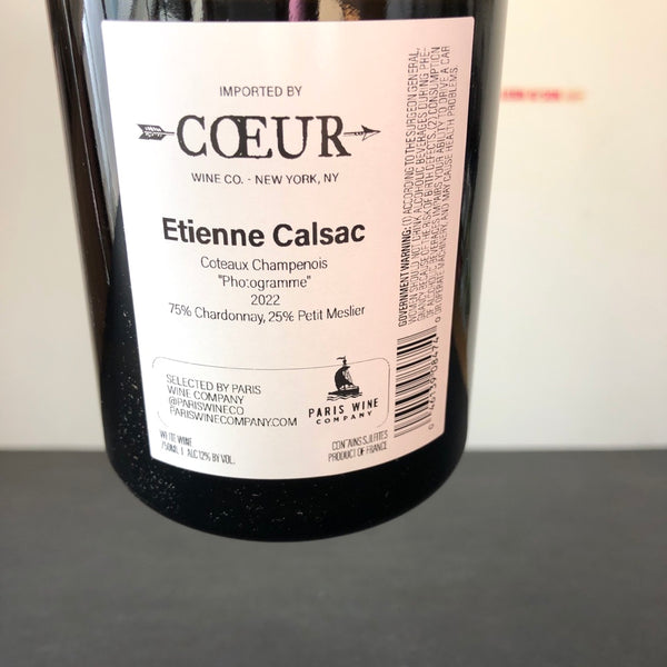 2022 Etienne Calsac Coteaux Champenois 'Photogramme', Champagne, France