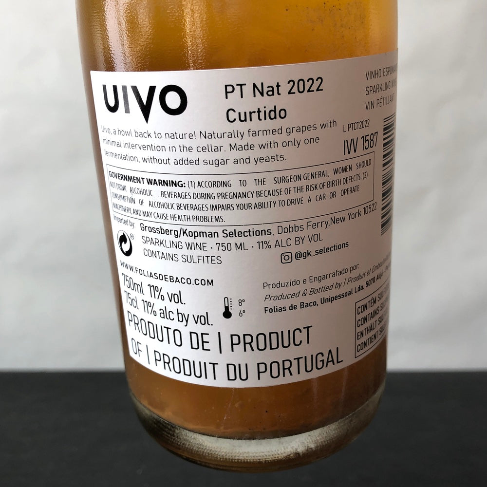 2022 Folias de Baco 'Uivo' Curtido Branco Pet Nat, Douro, Portugal