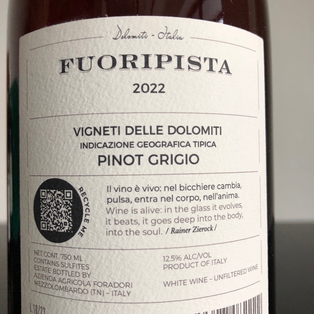 2022 Foradori 'Fuoripista' Pinot Grigio Vigneti delle Dolomiti IGT Trentino-Alto Adige, Italy