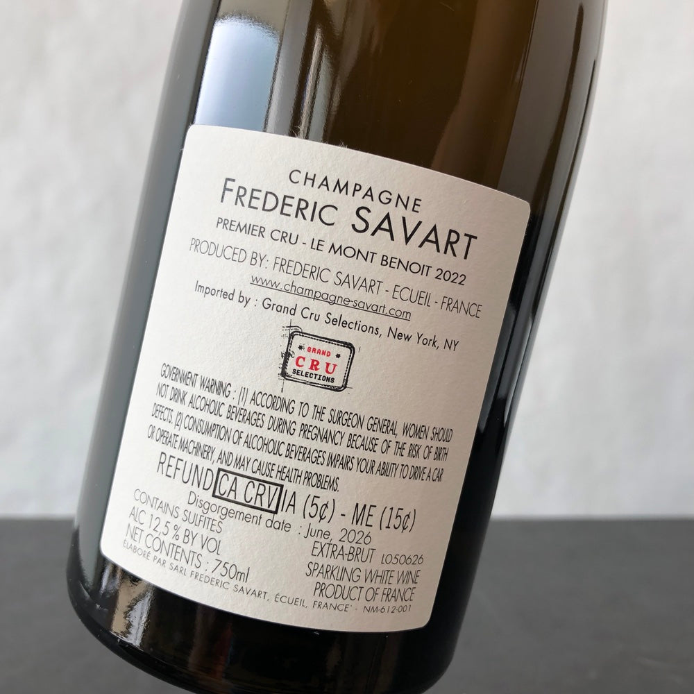 2022 Frederic Savart Le Mont Benoit Premier Cru Extra Brut Champagne, France