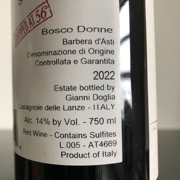 2022 Gianni Doglia 'Bosco Donne', Barbera d'Asti DOCG, Piedmont, Italy