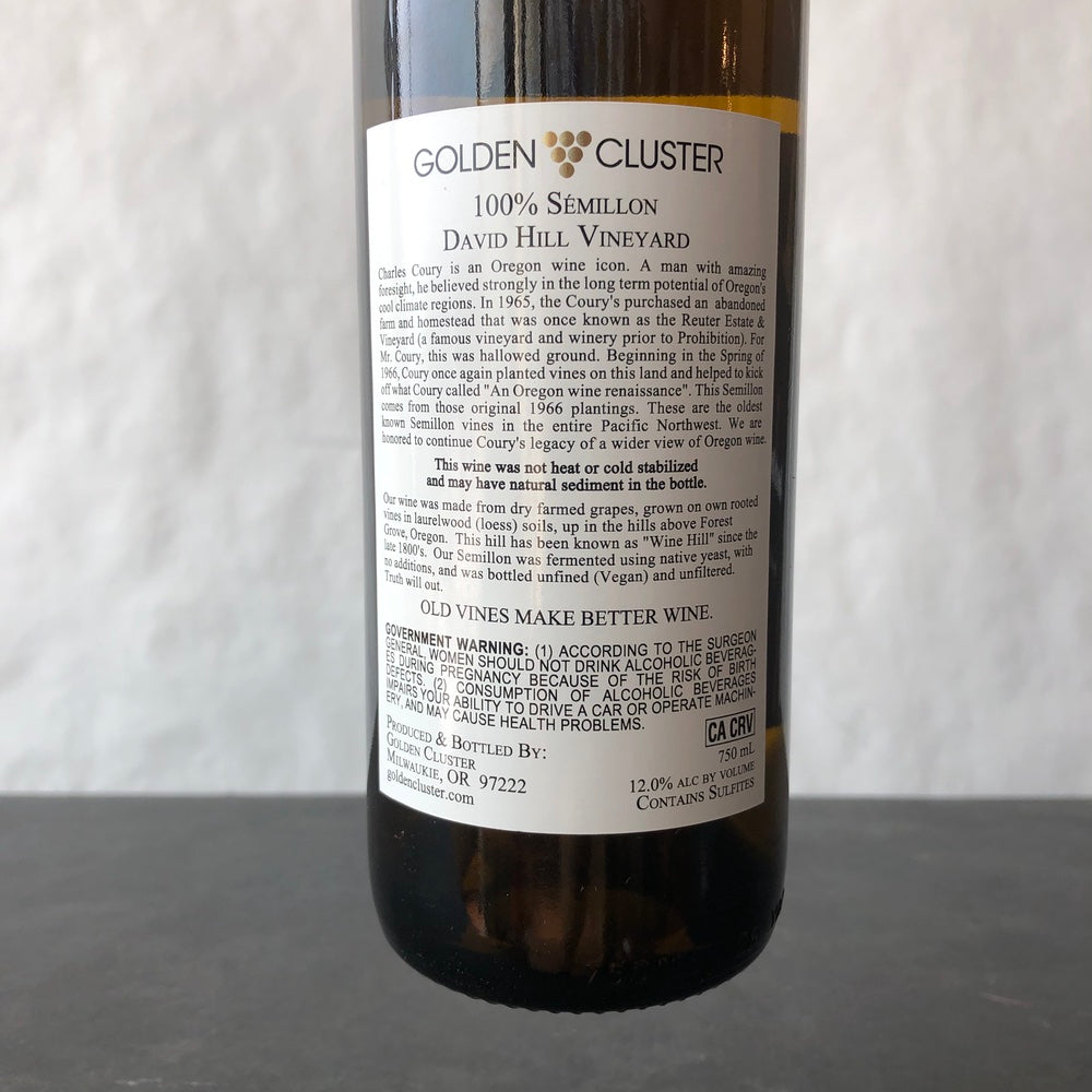 2022 Golden Cluster 'Coury' Old Vine Sémillon, Willamette Valley, USA
