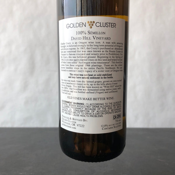 2022 Golden Cluster 'Coury' Old Vine Sémillon, Willamette Valley, USA