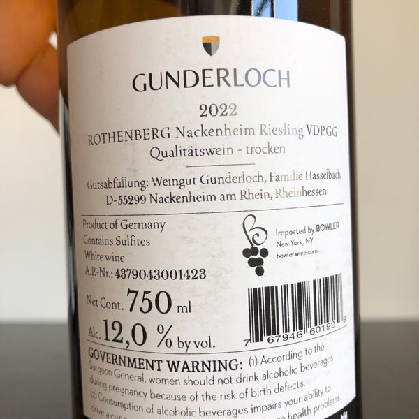 2022 Gunderloch Nackenheimer Rothenberg Riesling Grosses Gewachs, Rheinhessen, Germany