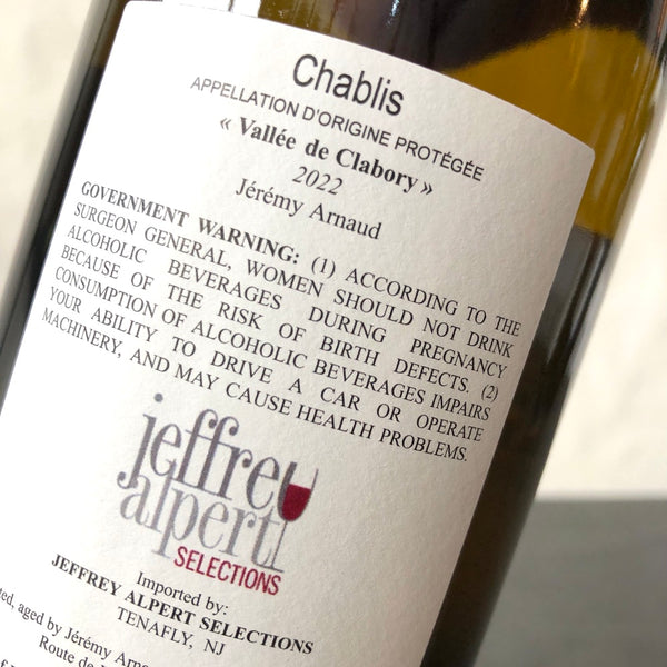 2022 Jeremy Arnaud Chablis 'Vallee Clabory', Burgundy, France