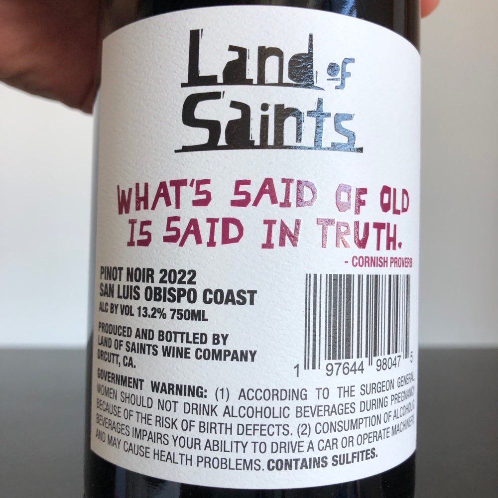 2022 Land of Saints Pinot Noir, San Luis Obispo Coast, USA