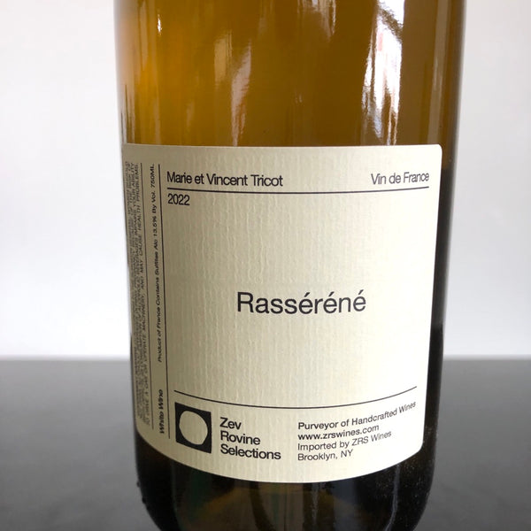 2022 Marie & Vincent Tricot 'Rasserene' Blanc, Vin de France