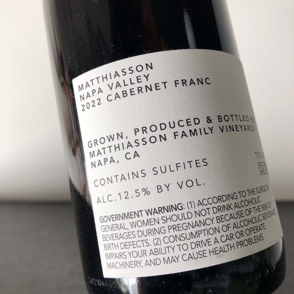 2022 Matthiasson Cabernet Franc Napa Valley, USA