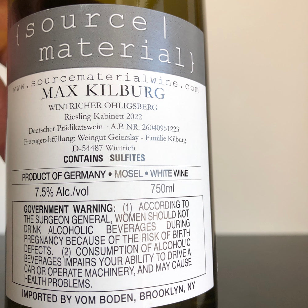 2022 Max Kilburg Ohligsberg Riesling Kabinett, Mosel, Germany