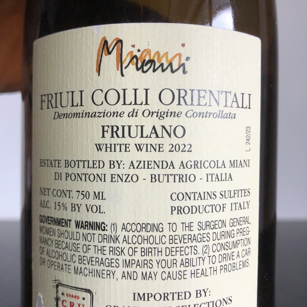 2022 Miani Friulano Colli Orientali del Friuli, Friuli-Venezia Giulia, Italy