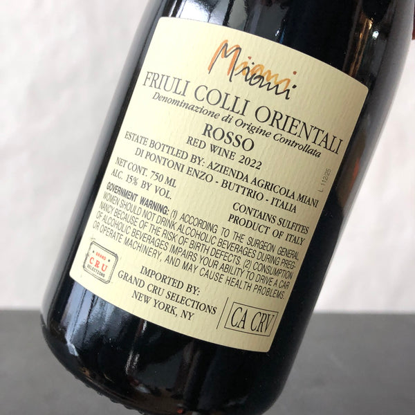 2022 Miani Rosso Colli Orientali del Friuli, Friuli-Venezia Giulia, Italy