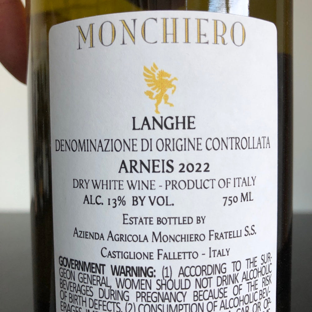 2022 Monchiero Langhe Arneis, Piedmont, Italy