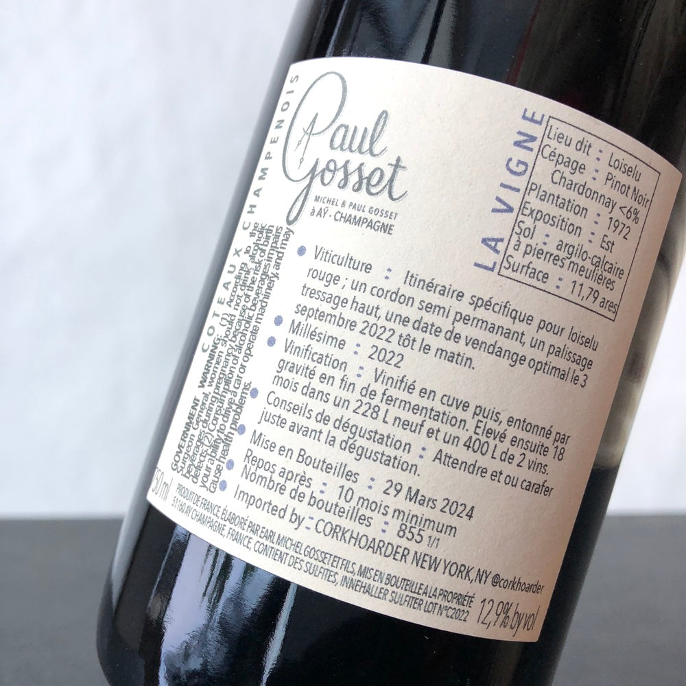 2022 Paul Gosset Coteaux Champenois 'Loiselu Rouge', Champagne, France