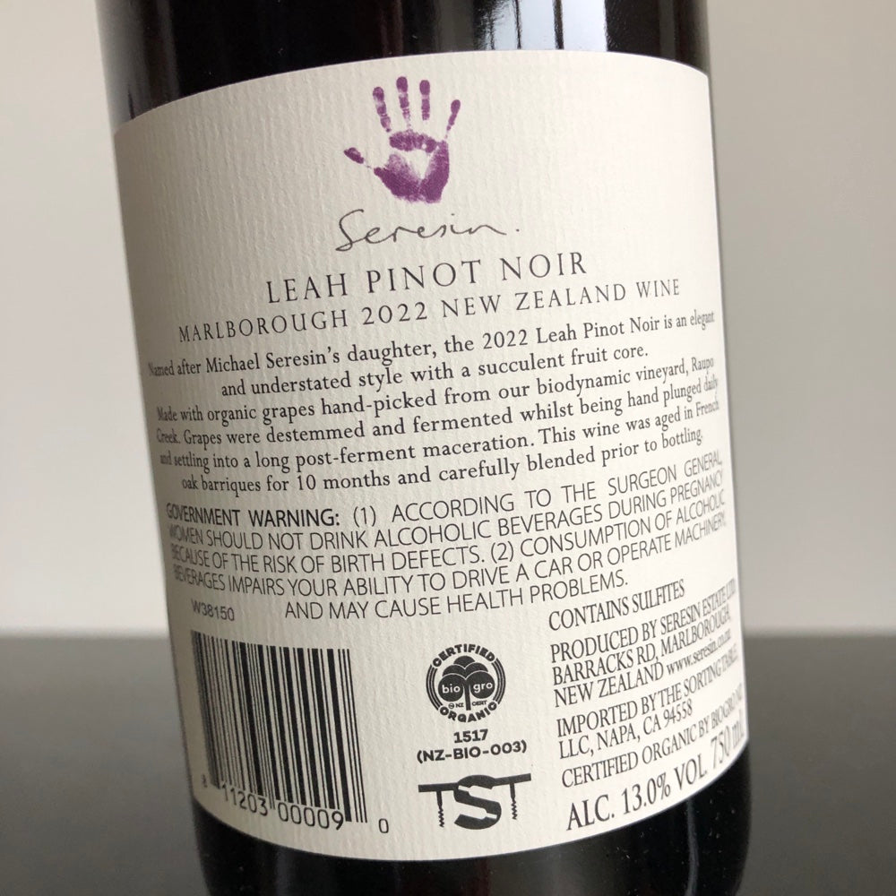 2022 Seresin Pinot Noir, Marlborough, New Zealand