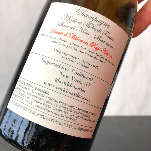 2022 Thibaut Tassin 'Soiree d'Hiver en Pays Aubois' Blanc de Noirs Brut Nature, Champagne, France