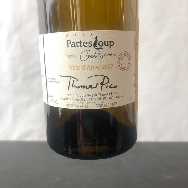 2022 Thomas Pico Domaine Pattes Loup Chablis Vent D'Ange Mise Tardive, Burgundy, France