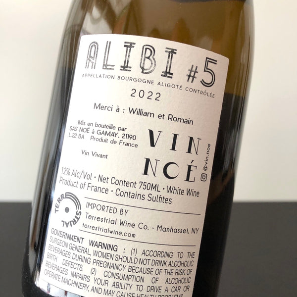 2022 Vin Noe Bourgogne Bouzeron Aligote 'Alibi', Burgundy, France