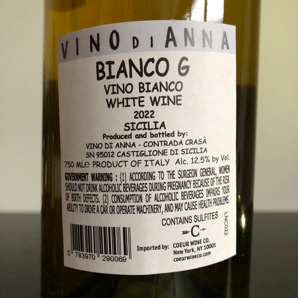 2022 Vino di Anna Bianco 'G', Sicily, Italy