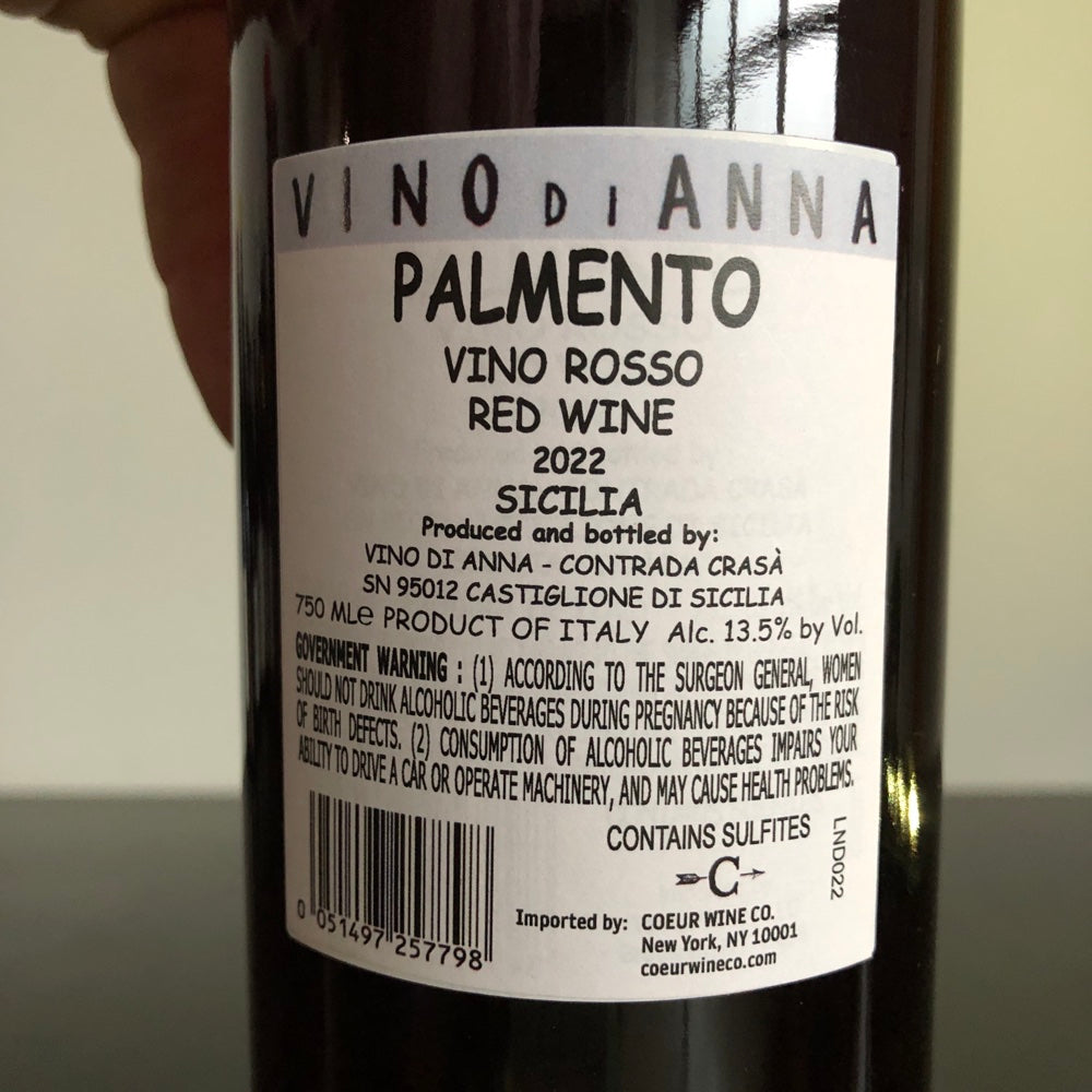 2022 Vino di Anna 'Palmento' Rosso, Sicily, Italy