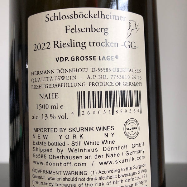 2022 Weingut Donnhoff Felsenberg Riesling Grosses Gewachs 1.5L Magnum, Nahe, Germany