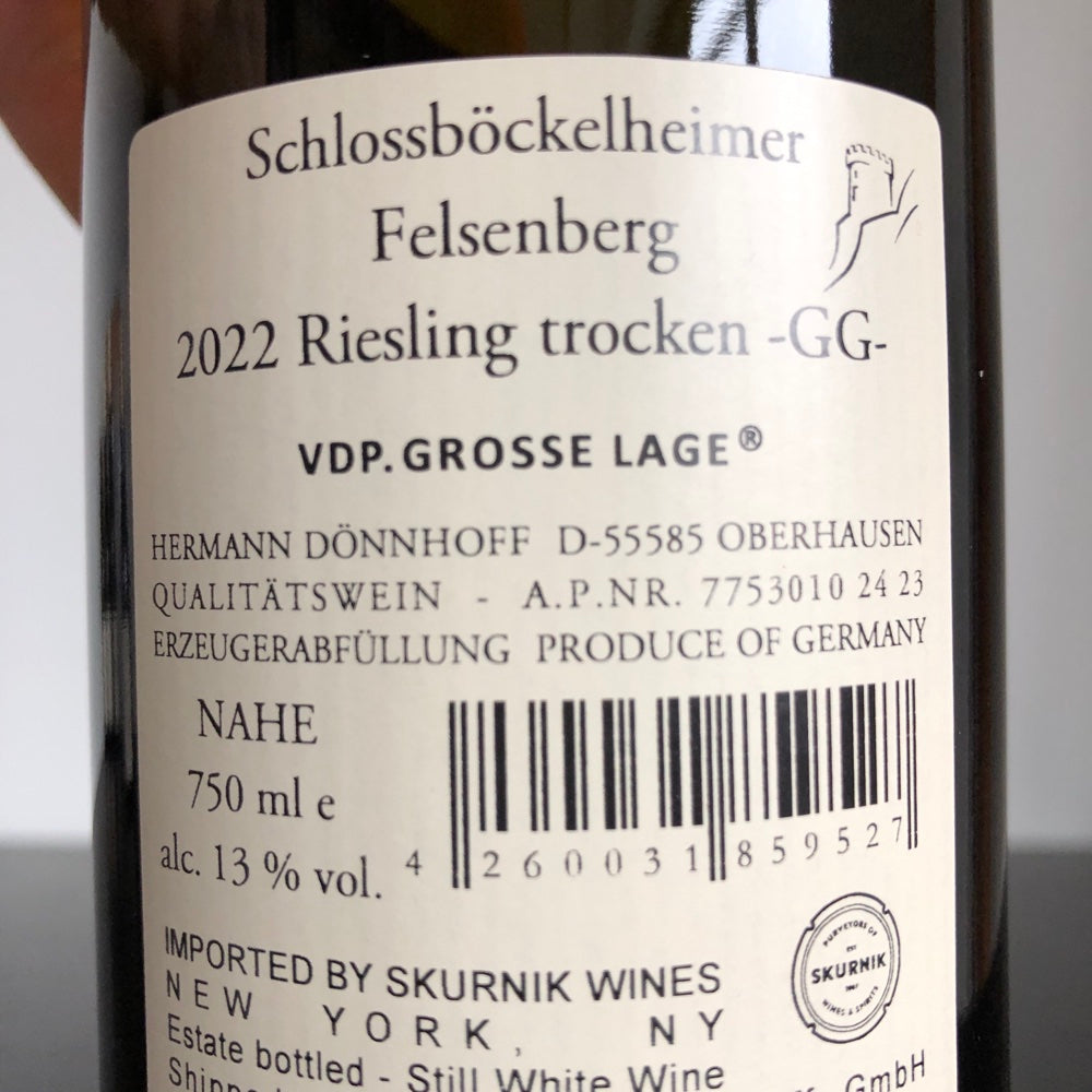 2022 Weingut Donnhoff Felsenberg Riesling Grosses Gewachs, Nahe, Germany