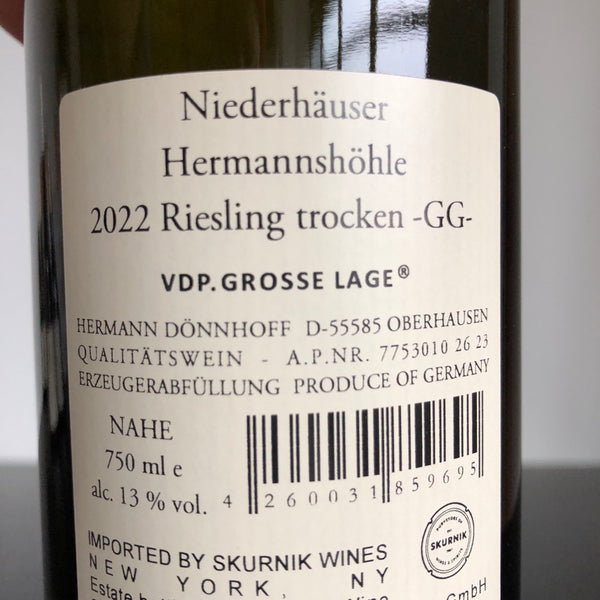 2022 Weingut Donnhoff Niederhauser Hermannshohle Riesling Grosses Gewachs Nahe, Germany