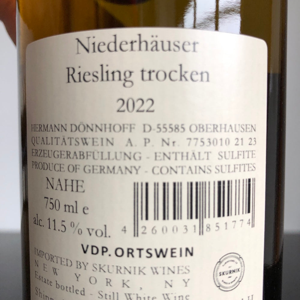 2022 Weingut Donnhoff Niederhauser Riesling Trocken, Nahe, Germany