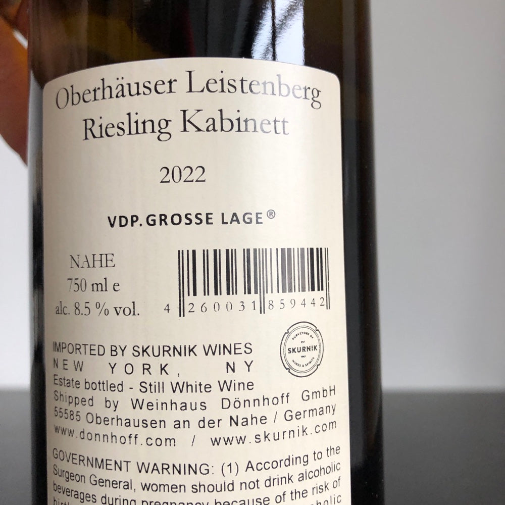 2022 Weingut Donnhoff Oberhauser Leistenberg Riesling Kabinett Nahe, Germany