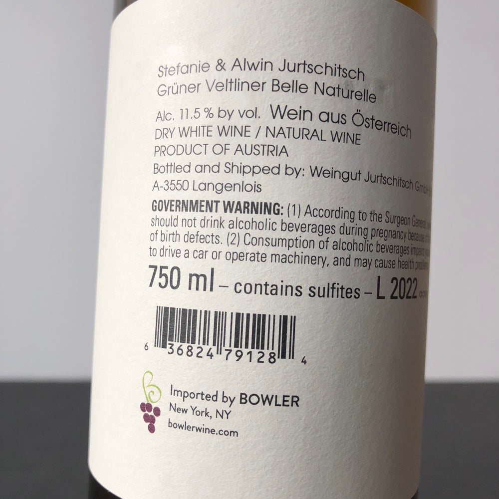 2022 Weingut Jurtschitsch 'Belle Naturelle' Gruner Veltliner Kamptal, Austria