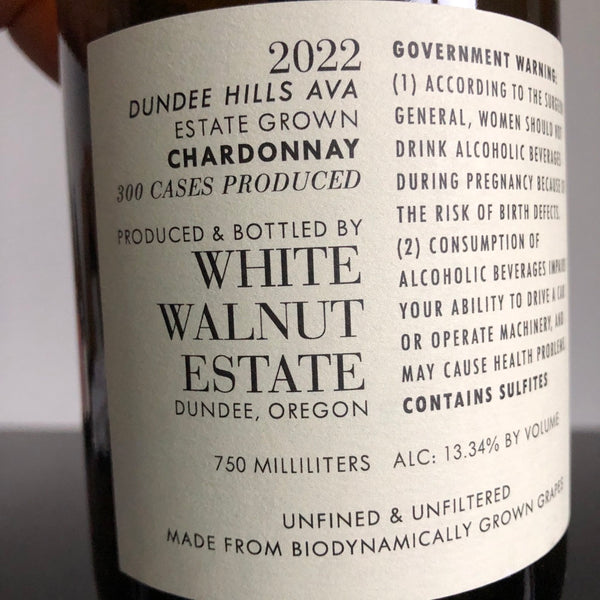 2022 White Walnut Estate Chardonnay, Dundee Hills, USA