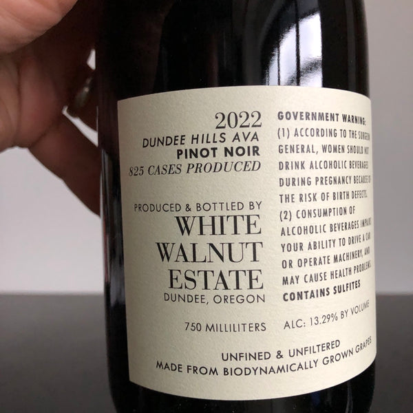2022 White Walnut Estate Pinot Noir, Dundee Hills, USA