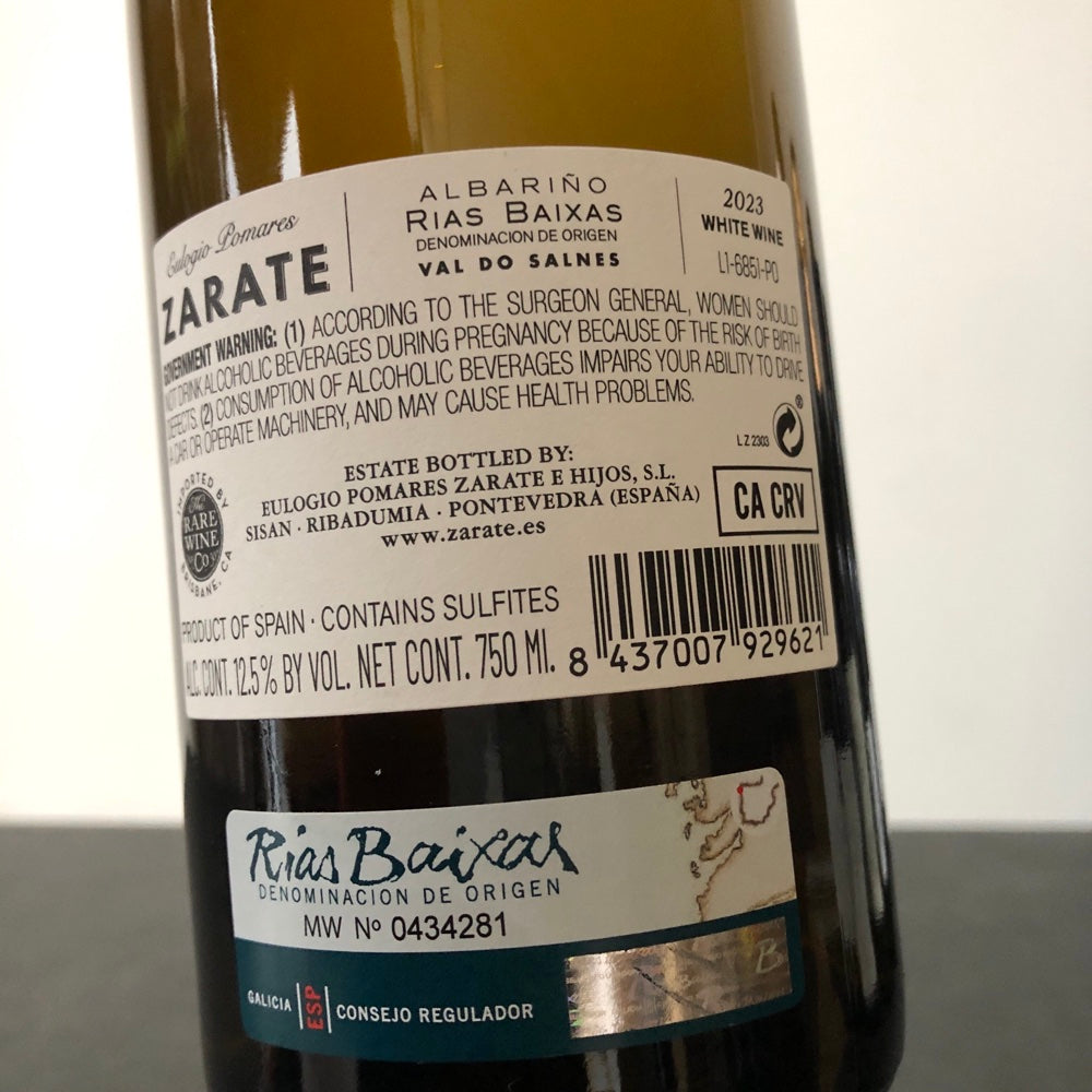 2023 Bodegas Zarate Albarino, Rias Baixas, Spain